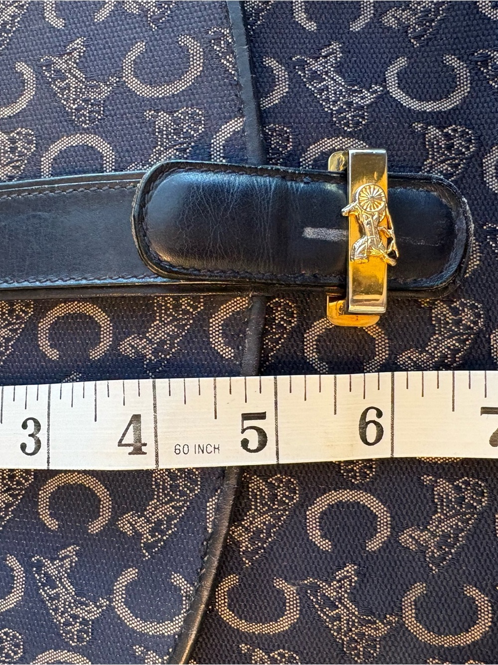 ⭐️RARE⭐️Vintage CELINE Navy C-Macadam Sulky Horse Carriage Flap Bag PRISTINE INT - Picture 17 of 17